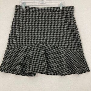 New Banana Republic Black Gray Houndstooth Zip Back Skirt size 14 Preppy